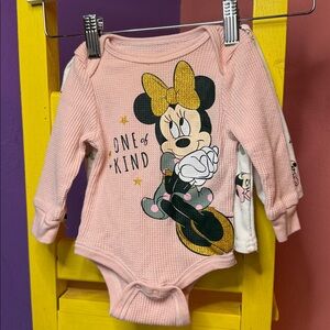 Pink Minnie Mouse Baby Onesie set .